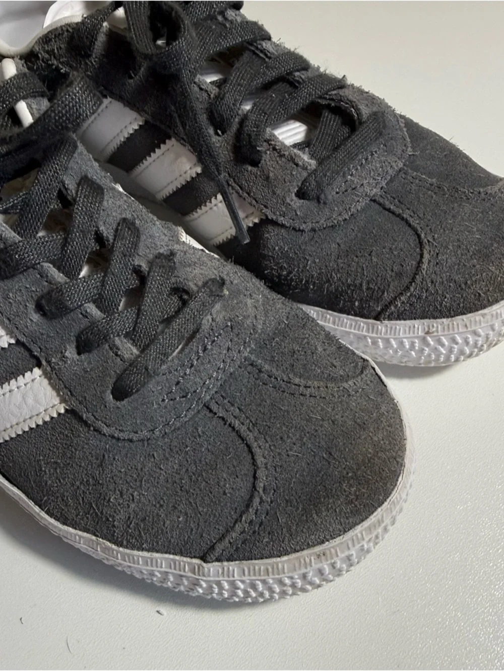 adidas Gazelle Gray Suede Sneakers with White Stripes Kids